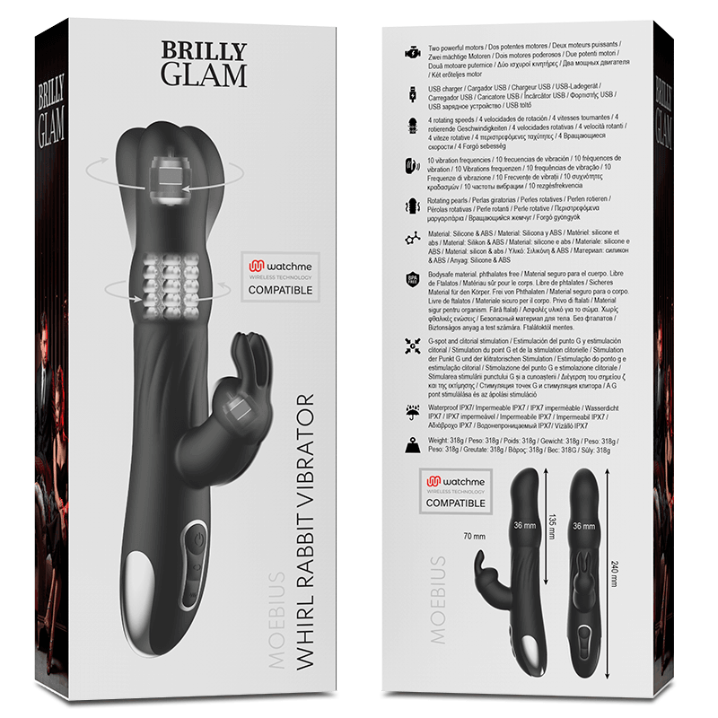 brilly glam vibratore e rotatore coniglio moebius compatibile con la tecnologia wireless watchme