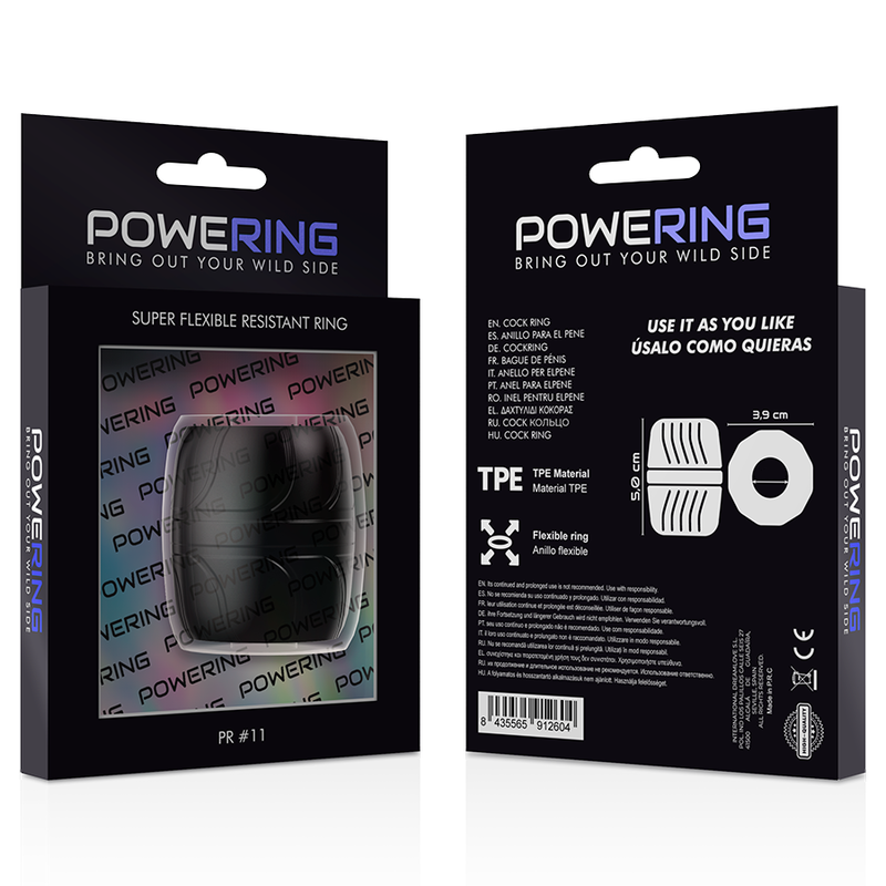 POWERING - ANELLO PER PENE SUPER FLESSIBILE E RESISTENTE 5 CM PR11 NERO