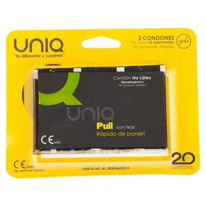 UNIQ - PRESERVATIVO SENZA LATTICE PULL CON STRISCE 3 UNITÀ - Only Vibes