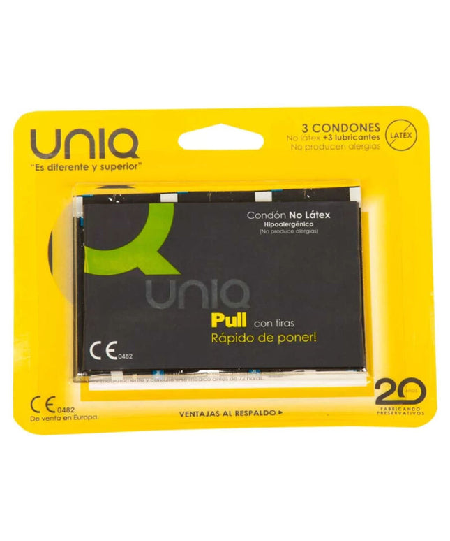 UNIQ - PRESERVATIVO SENZA LATTICE PULL CON STRISCE 3 UNITÀ