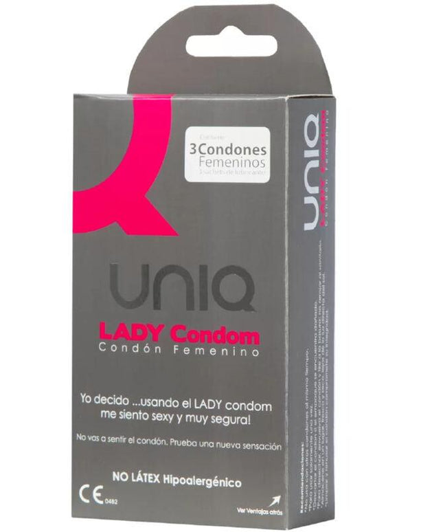 UNIQ - LADY CONDOM PRESERVATIVO FEMMINILE SENZA LATTICE CON CINGHIA DI LEGGENDA 3 UNITÀ - Only Vibes