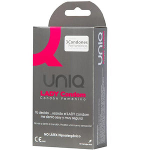 UNIQ - LADY CONDOM PRESERVATIVO FEMMINILE SENZA LATTICE CON CINGHIA DI LEGGENDA 3 UNITÀ - Only Vibes