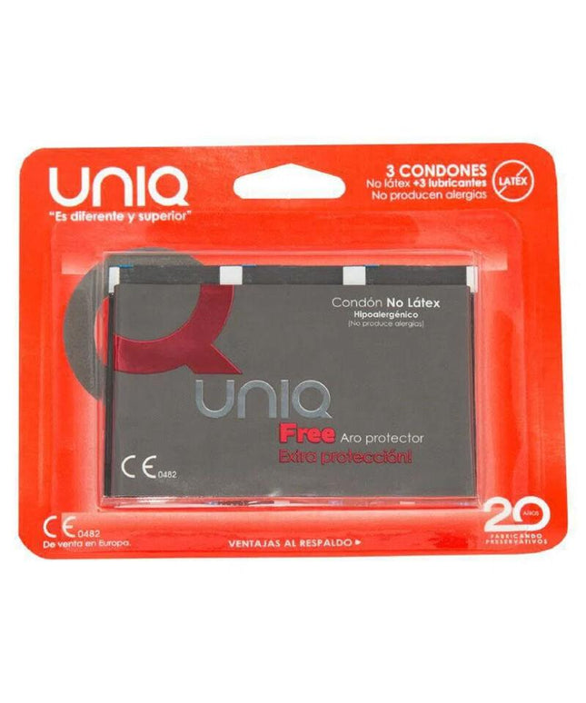 UNIQ - PRESERVATIVO SENZA LATTICE FREE CON ANELLO DI PROTEZIONE 3 UNITÀ - Only Vibes