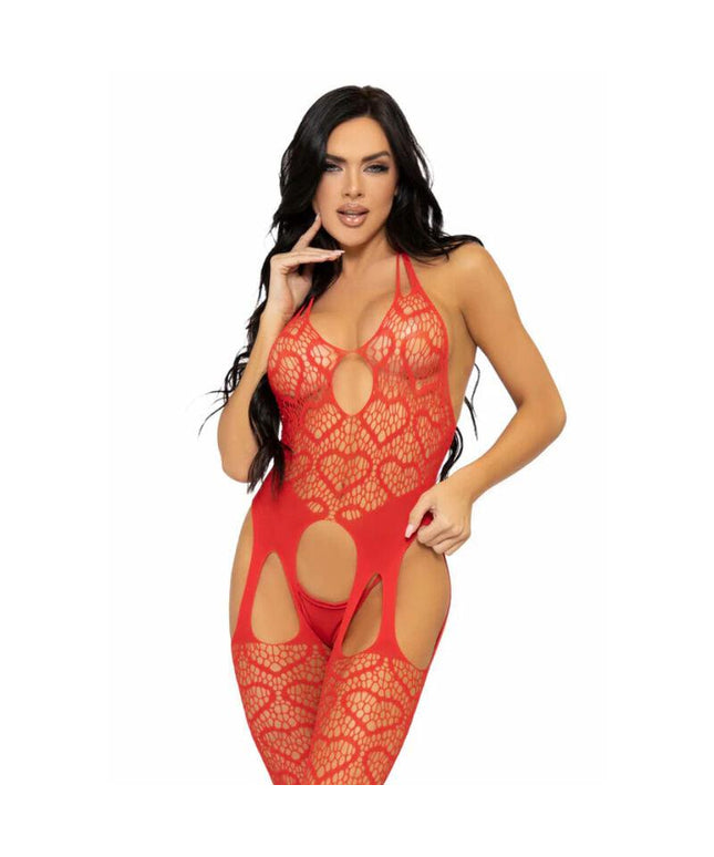 leg avenue bodystocking de red con tirantes talla unica negro