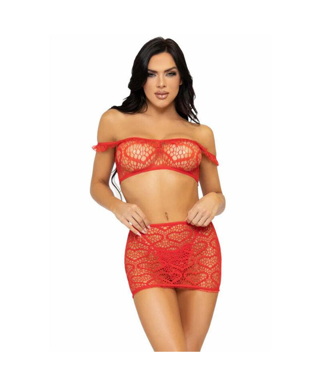 leg avenue set tre pezzi top minigonna e pering taglia unica nero