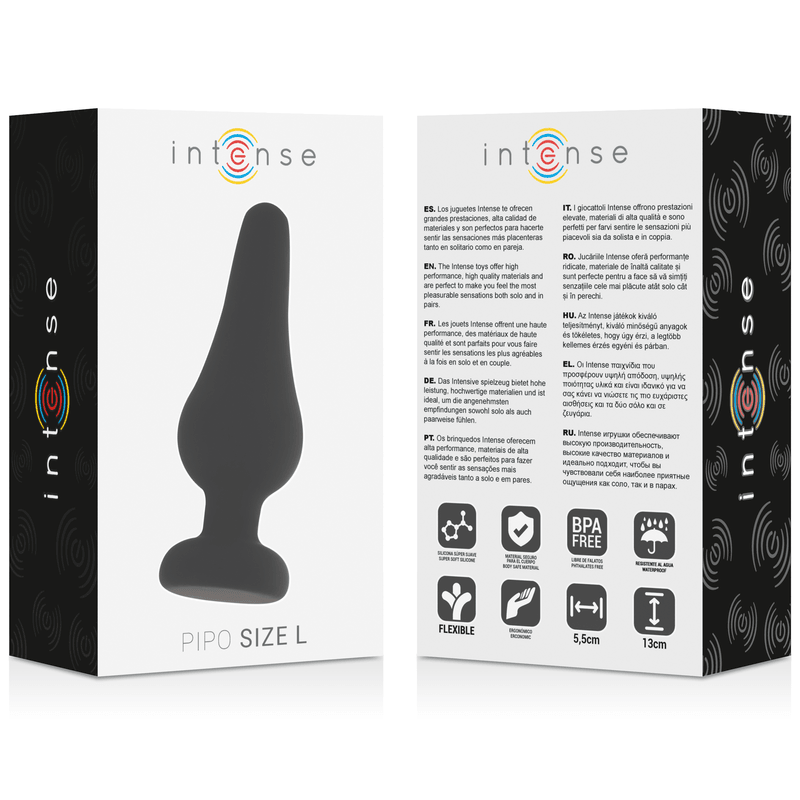 INTENSE - PLUG ANALE PIPO L SILICONE NERO 13 CM - Only Vibes