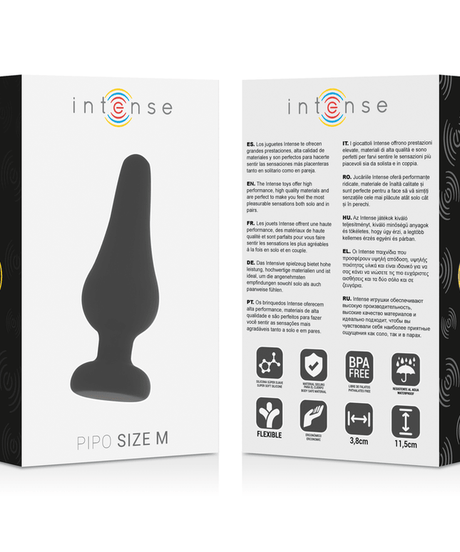 INTENSE - PLUG ANALE PIPO M SILICONE NERO 11 CM - Only Vibes