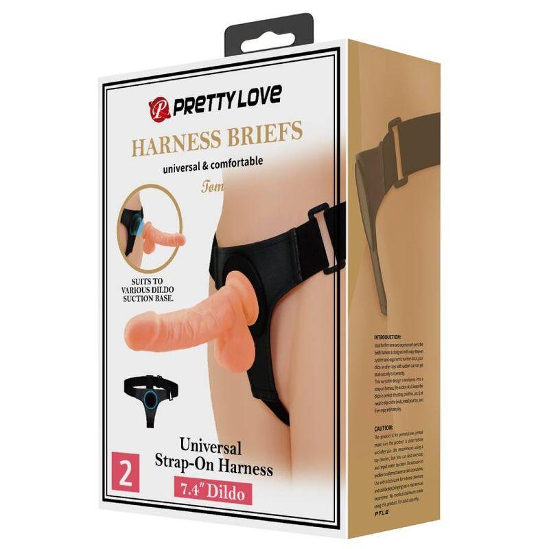 pretty love imbragatura slip universale con dildo tom 20 cm naturale