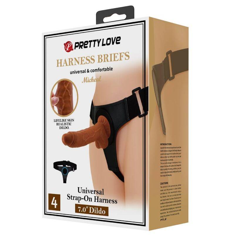 pretty love imbragatura slip universale imbragatura con dildo micheal 20 cm nero