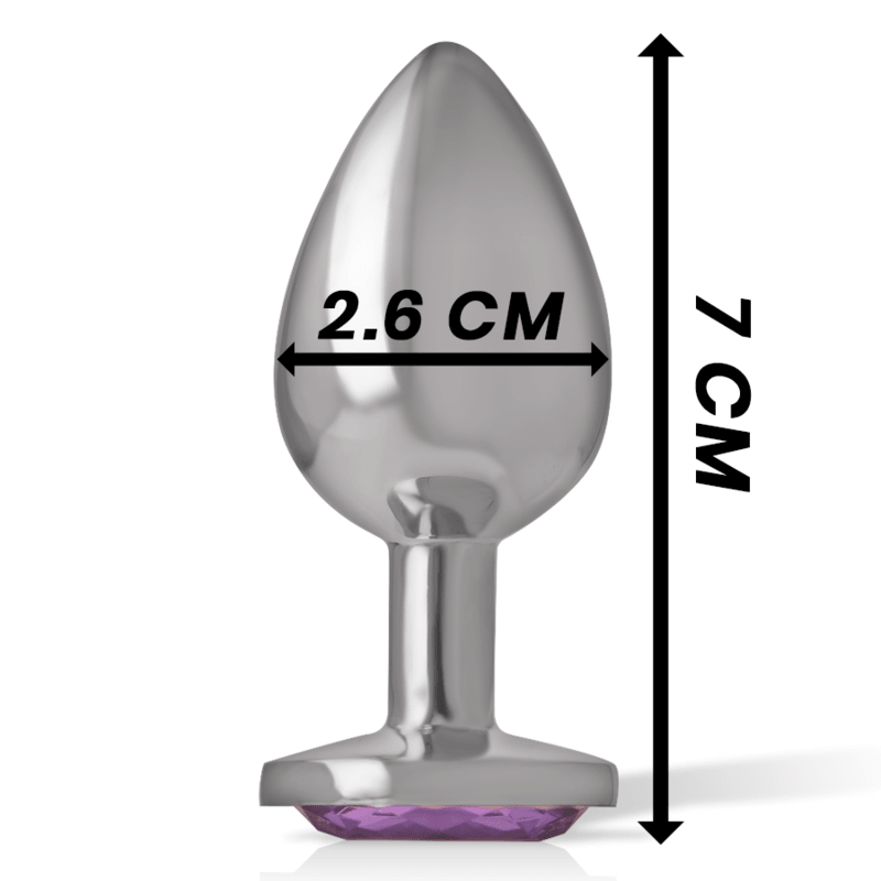 intense plug anale in metallo alluminio con cristallo viola misura s