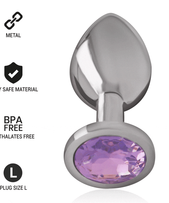 intense plug anale in metallo alluminio con cristallo viola misura l
