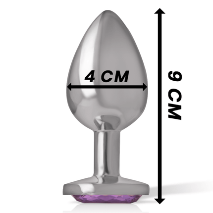 intense plug anale in metallo alluminio con cristallo viola misura l