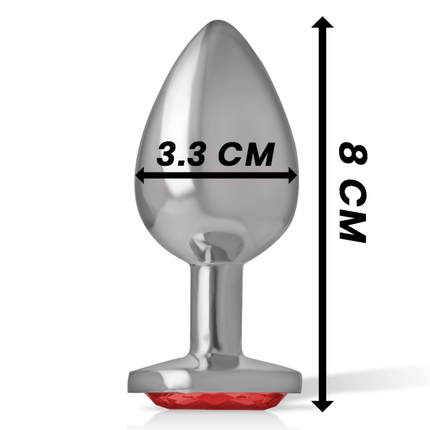 intense plug anale in metallo con cristallo rosso misura m