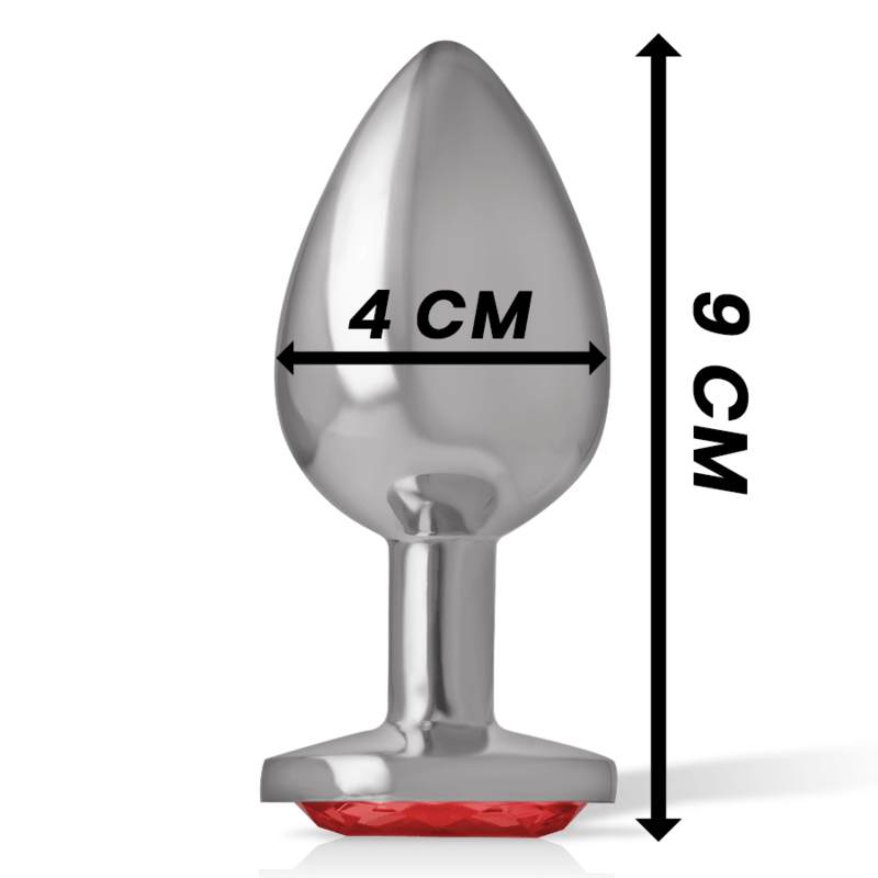 intense plug anale in metallo alluminio con cristallo rosso misura l