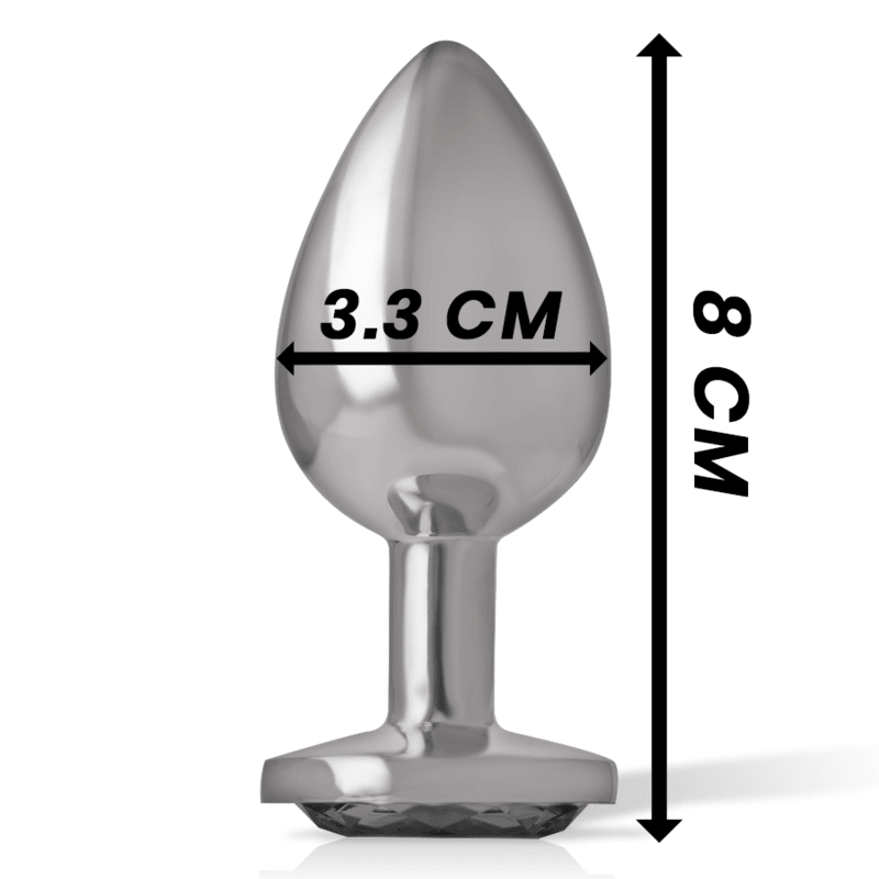 intense plug anale in metallo alluminio con vetro nero taglia m