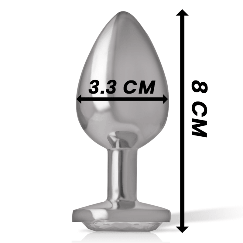 intense plug anale in metallo alluminio con cristallo argento taglia m