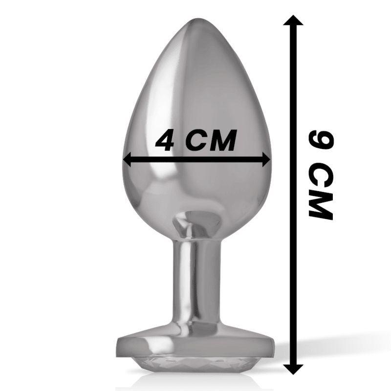 intense plug anale in metallo alluminio con cristallo argento misura l