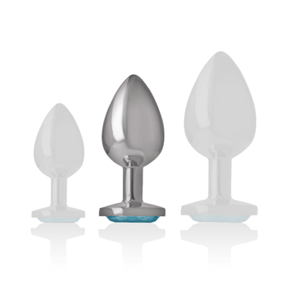 intense plug anale in metallo alluminio con vetro blu taglia m