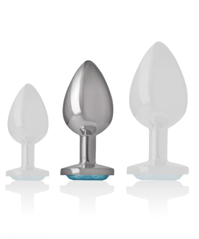 intense plug anale in metallo alluminio con vetro blu taglia m