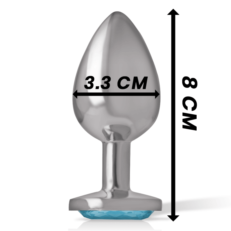 intense plug anale in metallo alluminio con vetro blu taglia m