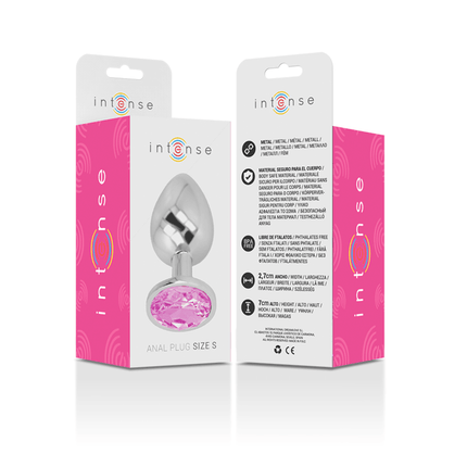 intense plug anale in metallo alluminio con cristallo rosa taglia s