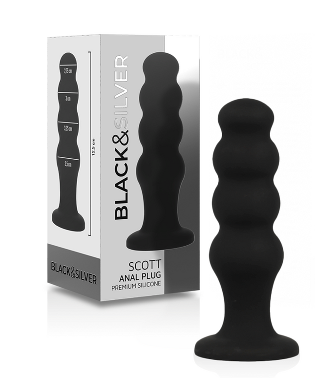 BLACK&SILVER - PLUG ANALE IN SILICONE SCOTT PREMIUM NERO