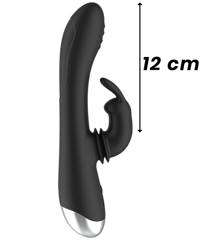 BLACK&SILVER - DJ. STIMOLATORE CONIGLIO IN SILICONE RICARICABILE ADAM NERO