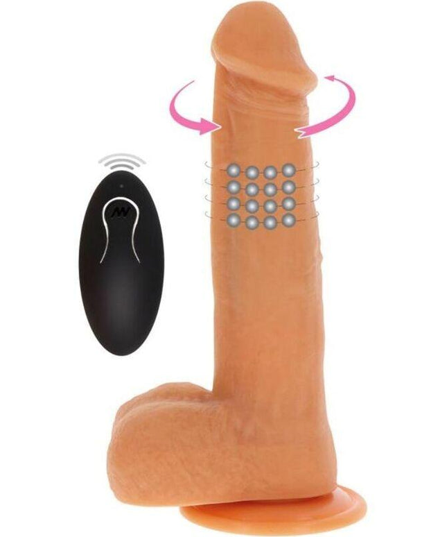 get real pelle dildo vibrante con perline rotanti
