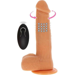 get real pelle dildo vibrante con perline rotanti