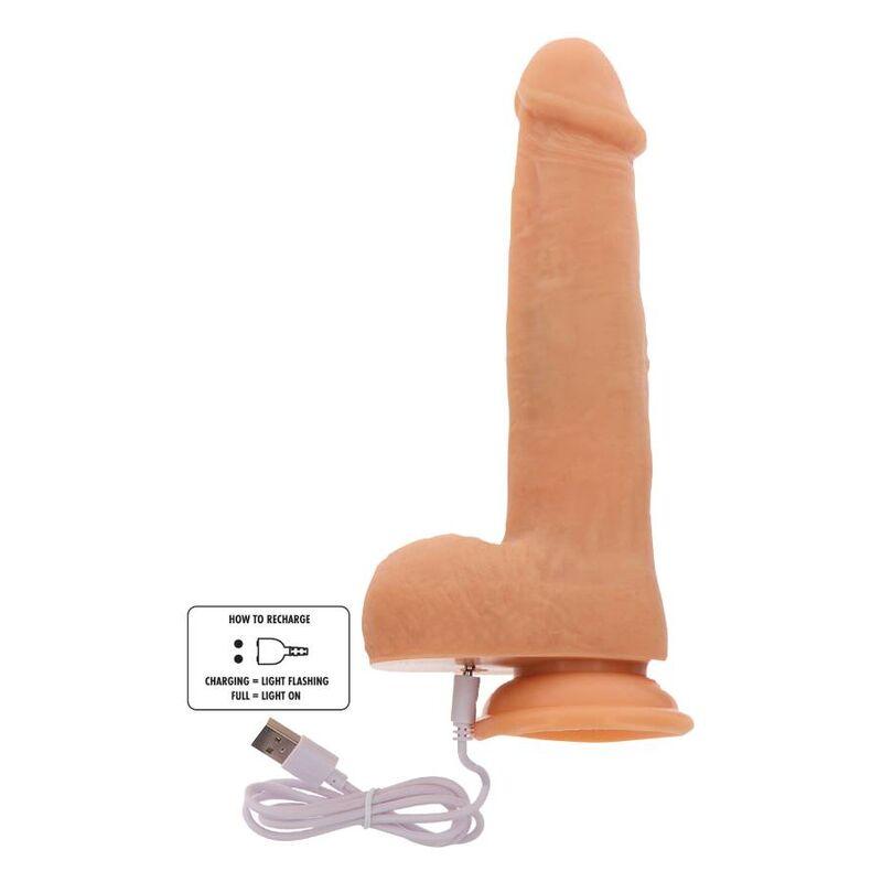 get real pelle dildo vibrante con perline rotanti