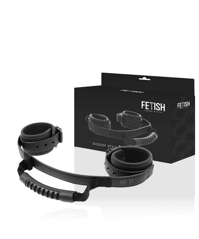 fetish submissive manette con fodera in noprene e maniglia