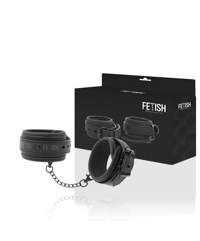 FETISH SUBMISSIVE - POLSINI ALLA CAVIGLIA IN PELLE VEGANA CON FODERA IN NOPRENE