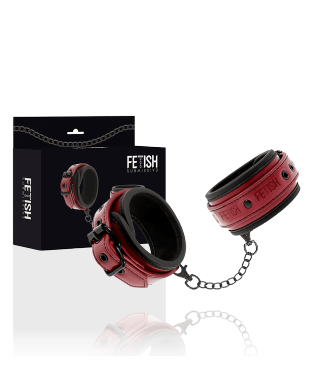 fetish submissive dark room manette vegan in pelle con fodera in neoprene