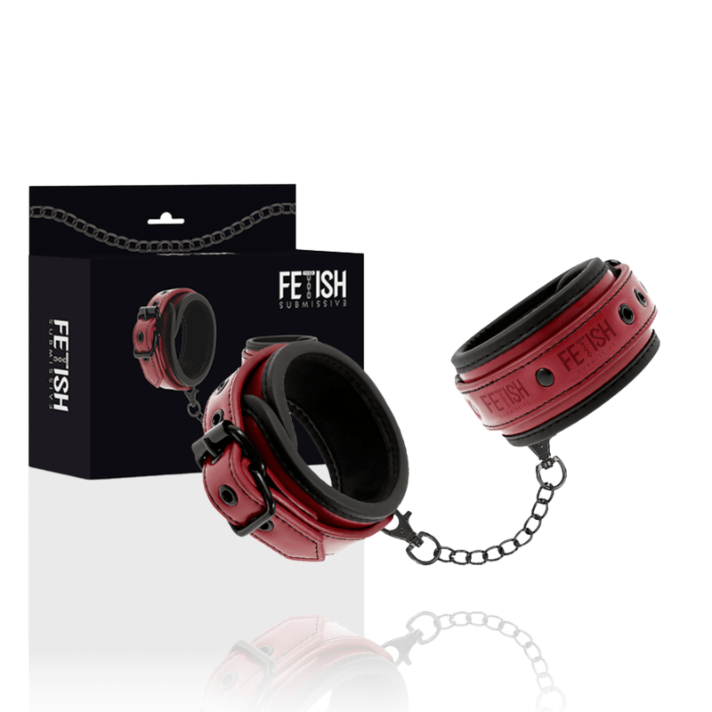 fetish submissive dark room manette vegan in pelle con fodera in neoprene