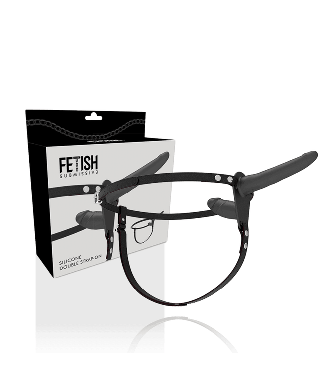fetish submissive harness doppia penetrazione nera