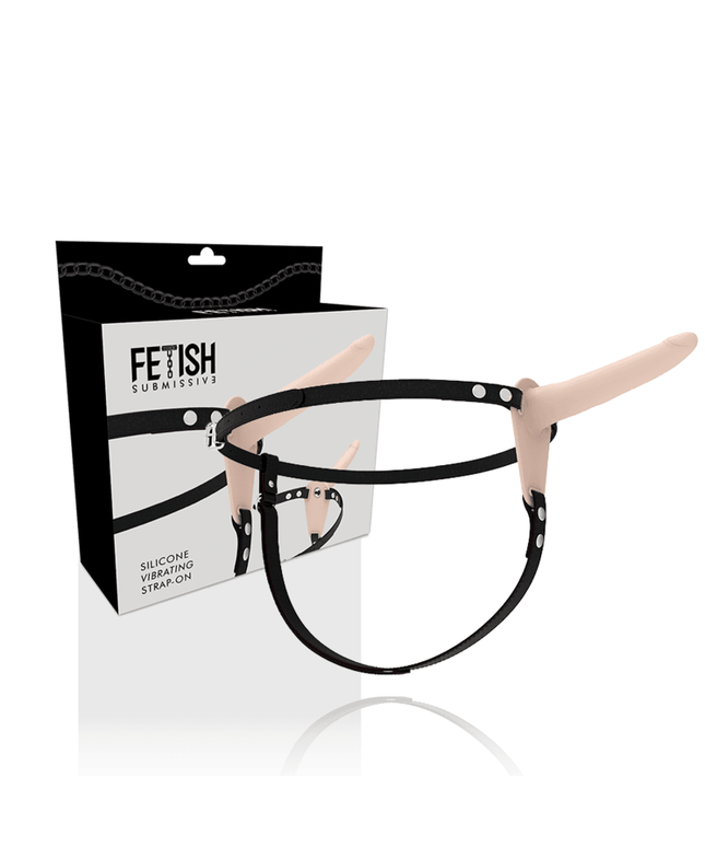 fetish submissive harness vibratore in silicone flesh 15 cm