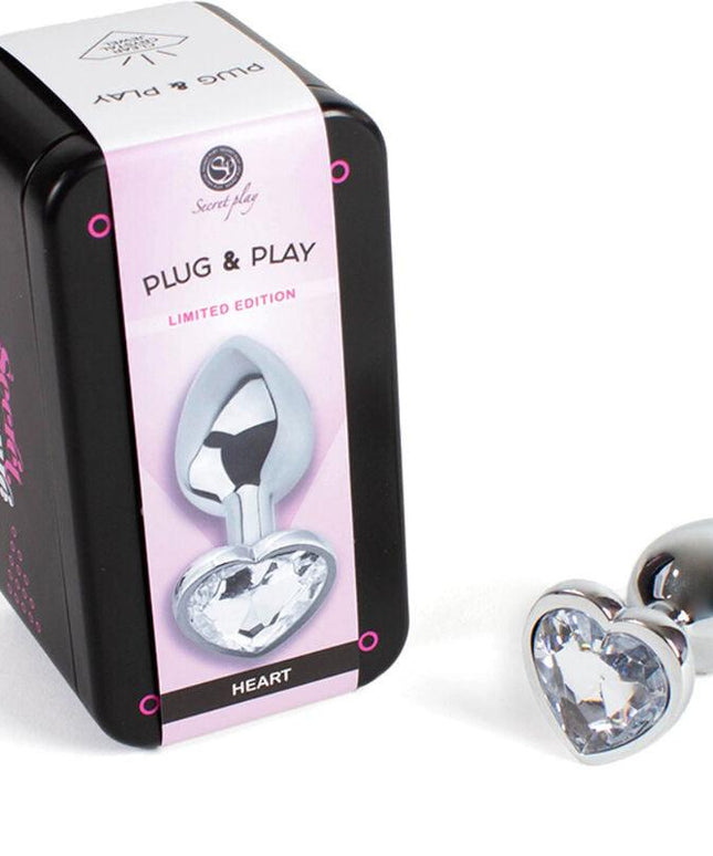 secretplay tappo in metallo cuore di cristallo trasparente taglia piccola 7 cm