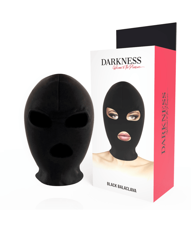 darkness maschera di sottomissione bdsm bocca e occhi nera