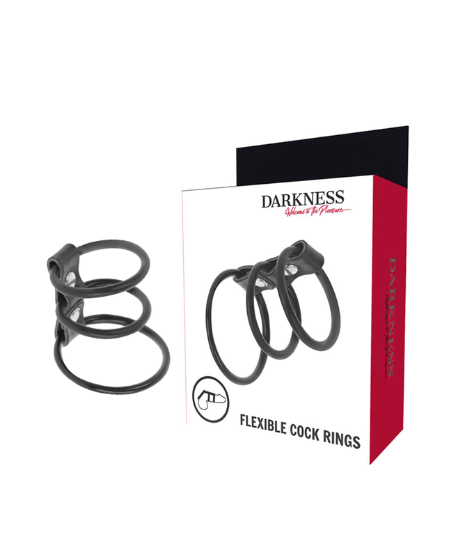 darkness set di 3 anelli per pene flessibili