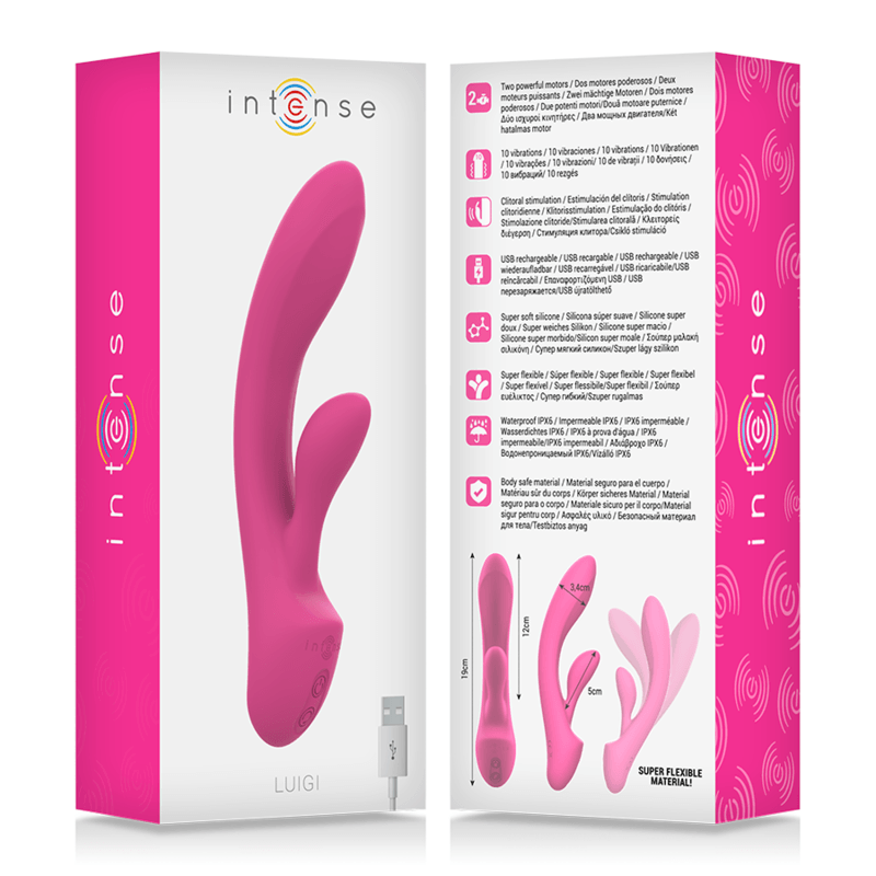 intense vibratore luigi rabbit silicone liquido rosa