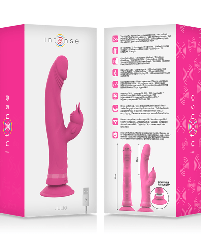 intense vibratore julio rabbit in silicone rosa
