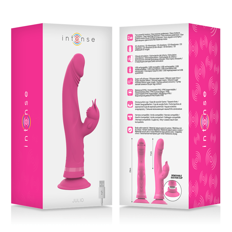 intense vibratore julio rabbit in silicone rosa