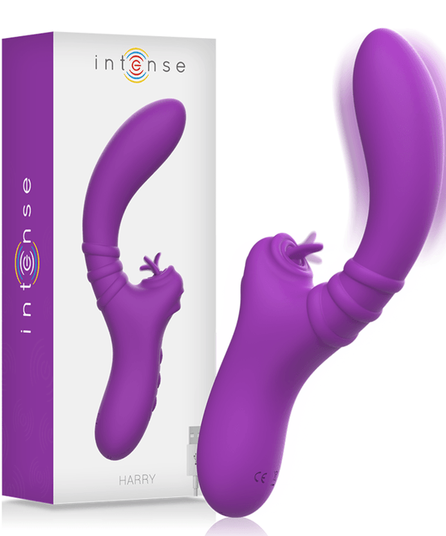 intense vibratore flessibile harry con lingua viola