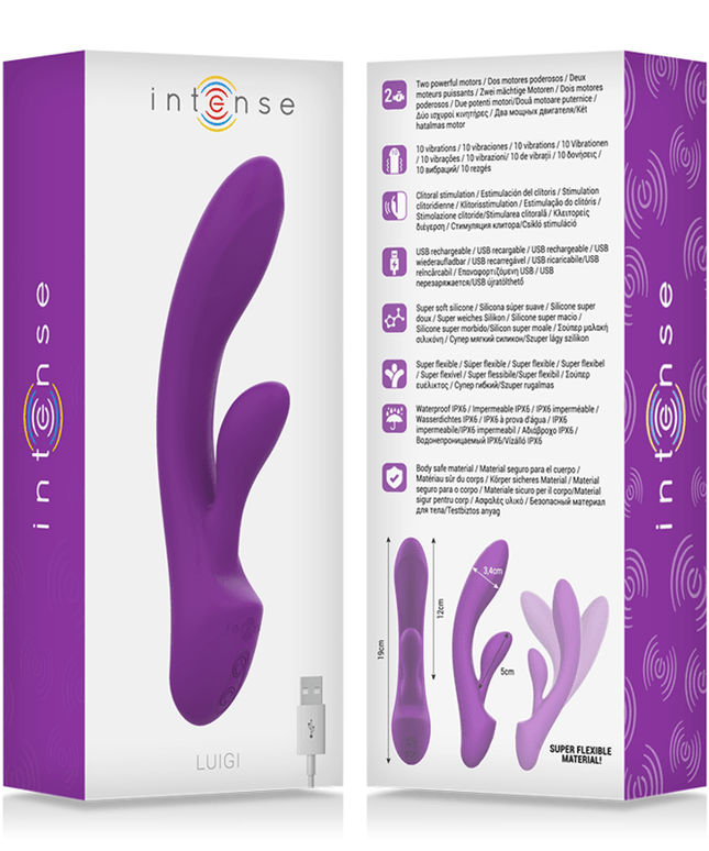 intense vibratore luigi rabbit silicone liquido viola
