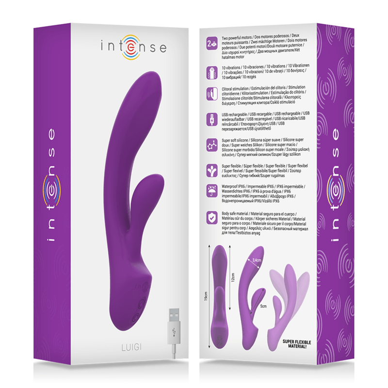 intense vibratore luigi rabbit silicone liquido viola