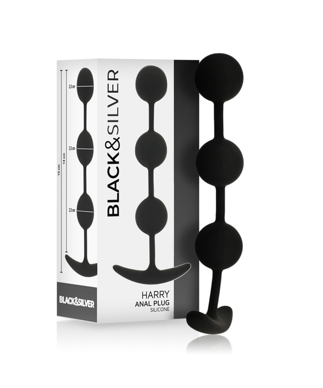 BLACK&SILVER - ROSARIO ANALE HARRY 3 SFERE IN SILICONE 14 CM