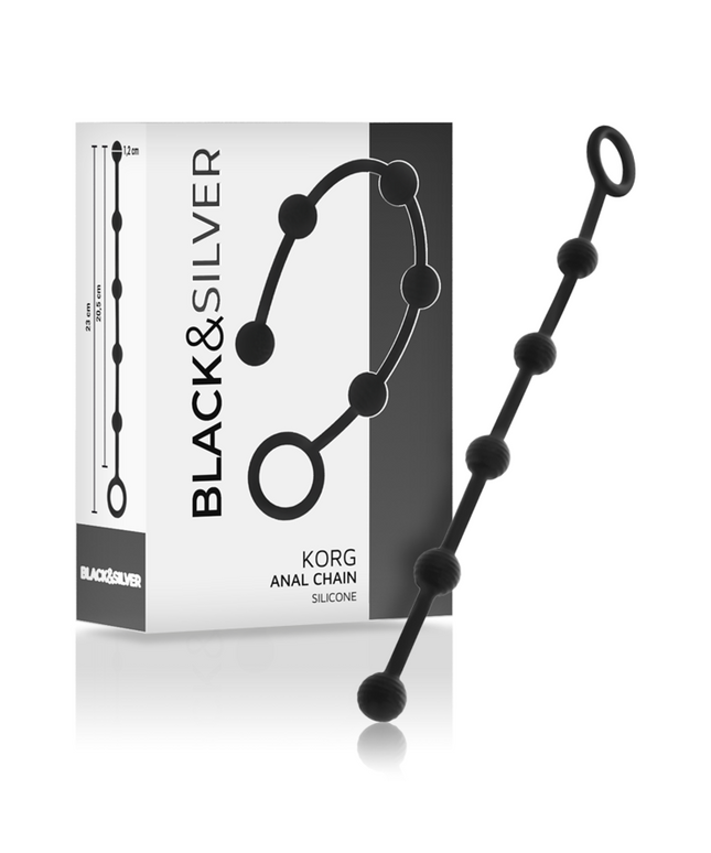 BLACK&SILVER - KORG ROSARIO ANALE INIZIAZIONE IN SILICONE 21 CM