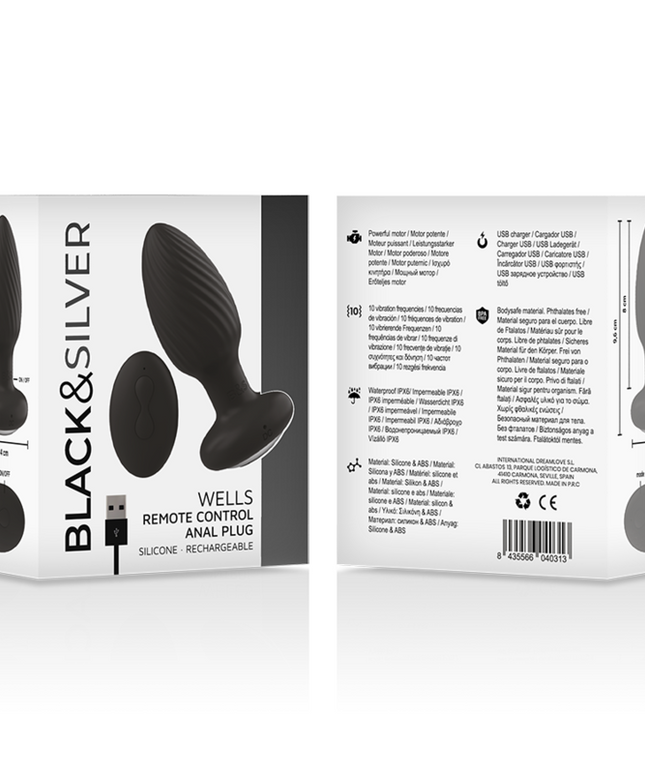 BLACK&SILVER - TELECOMANDO ROTATORE ANALE IN SILICONE CON TAPPO POZZETTI