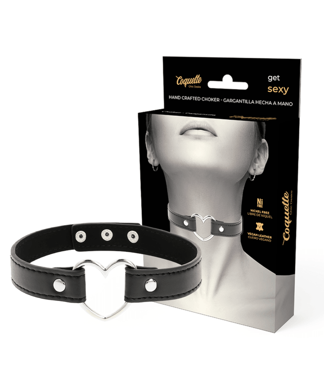 coquette chic desire collana in pelle vegana accessorio cuore donna