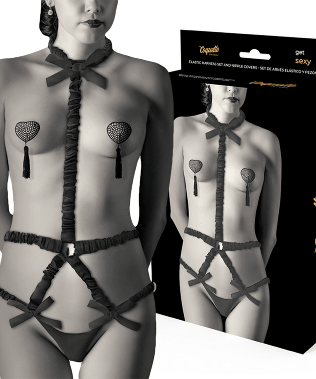 coquette chic desire set di lingerie con copritepi deluxe